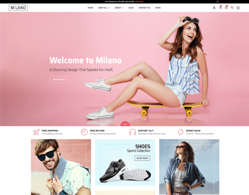 Screenshot of the Milano BigCommerce Theme.