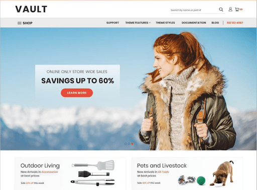 Screenshot of the Vault Bright BigCommerce Theme.