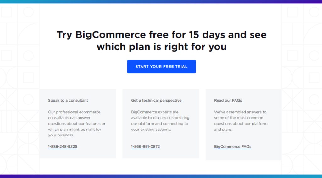 bigcommerce 15 day free trial