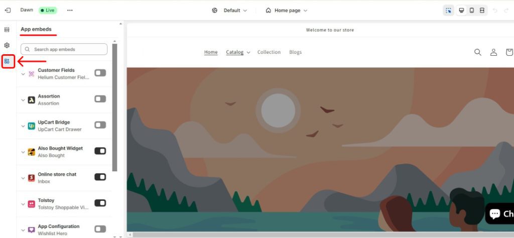 Customer field displays an app embeds section