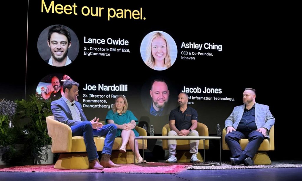 Four individuals attending the Bigcommerce Big Summit 2024