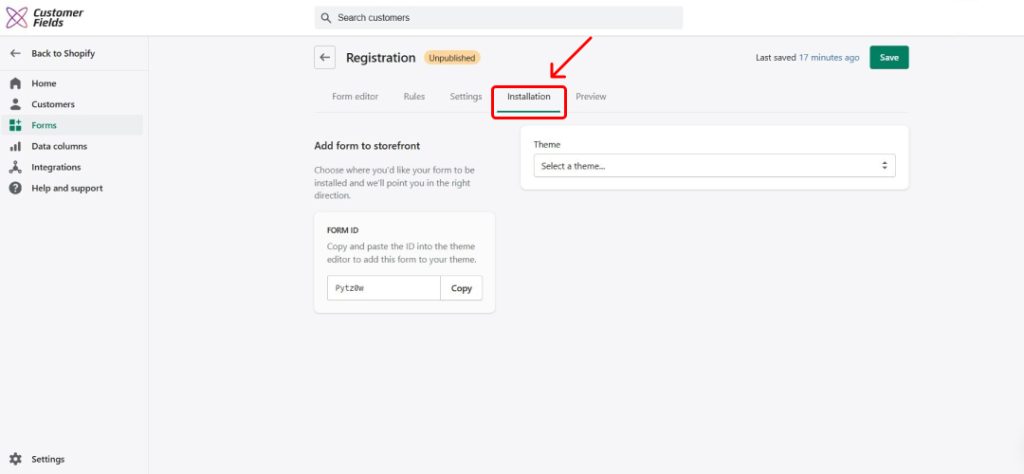 Highlight the Installation section