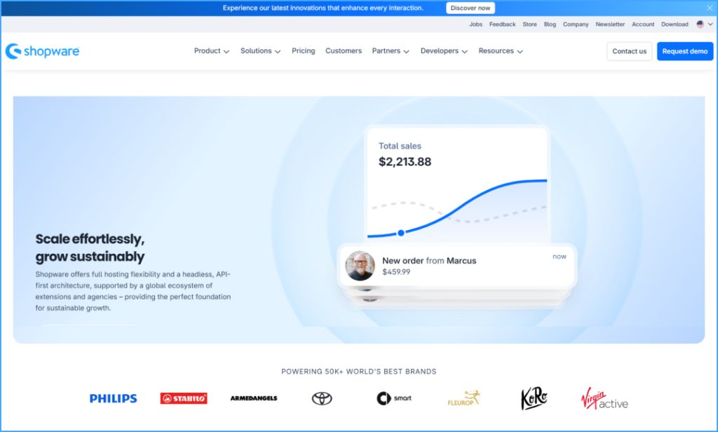 A Screenshot of Shopware&rsquo;s Website