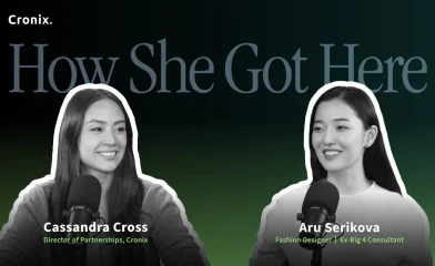 Featured Image of Aru Serikova during a podcast interview at HSGH studio with Cass Cross.