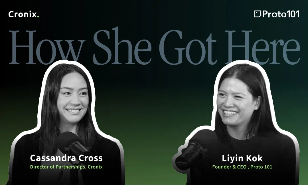 Featured Image of Cassandra Cross and Liyin Kok on the podcast 'How She Got Here,' presented by Cronix.