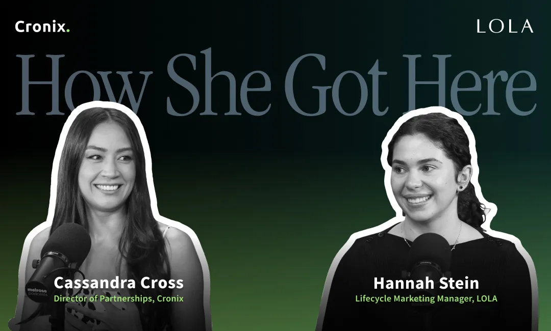 Featured Image of Cassandra Cross and Hannah Stein on the podcast 'How She Got Here,' presented by Cronix.