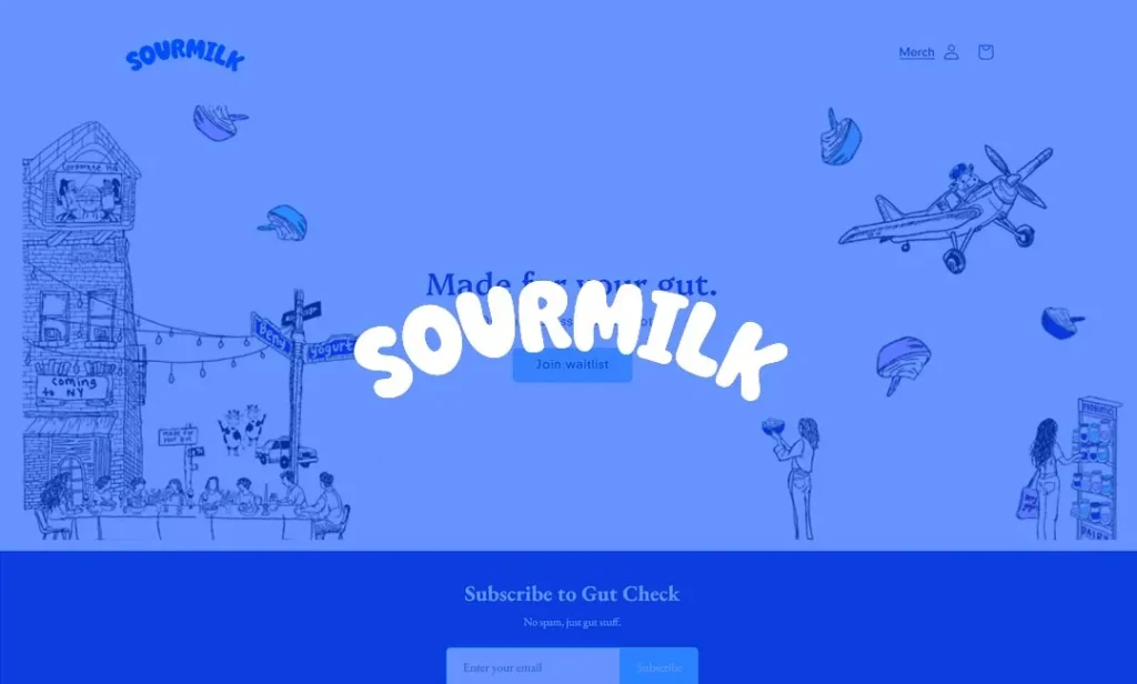 A screenshot of the Sourmilk brand website homepage.