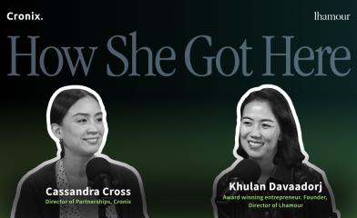 Featured image for the podcast episode "How She Got Here" featuring Khulan Davaadorj, Lhamour founder, in conversation with Cassandra Cross.