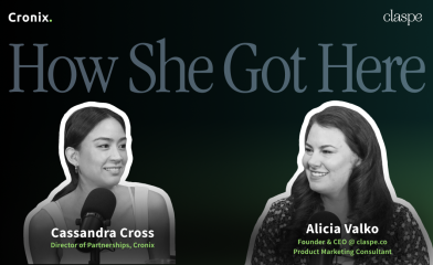 How She Got Here podcast featured image with Cassandra Cross from Cronix and Alicia Valko from Claspe.